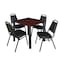Kee Kee Square Table & Chair Set, Wood, Metal, Vinyl Top, Mahogany TB3030MHBPBK29BK - alternate 1